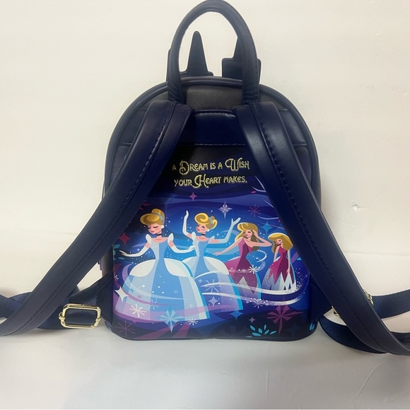 Disney Cinderella Castle Loungefly Mini Backpack Navy - Picture 5 of 9